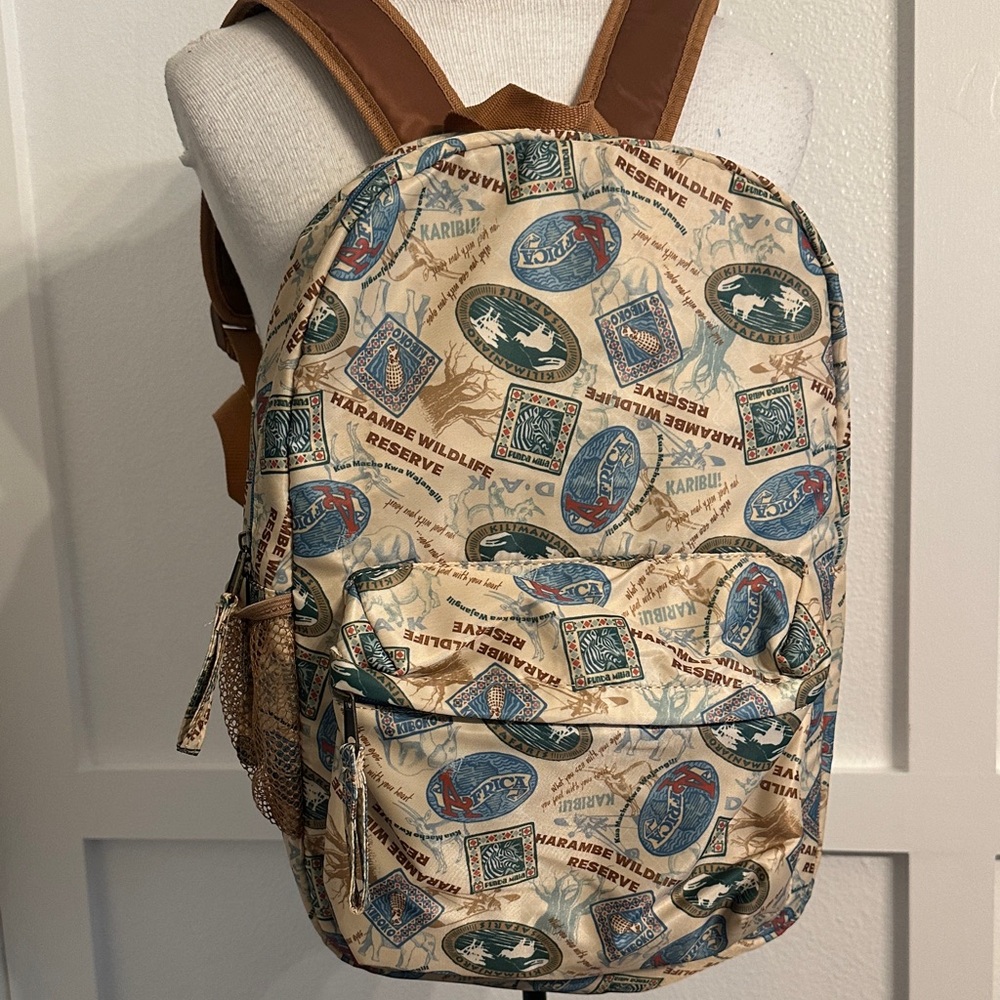 Disney Parks Animal Kingdom Harambe Wildlife Reserve passport stamp Backpack EUC